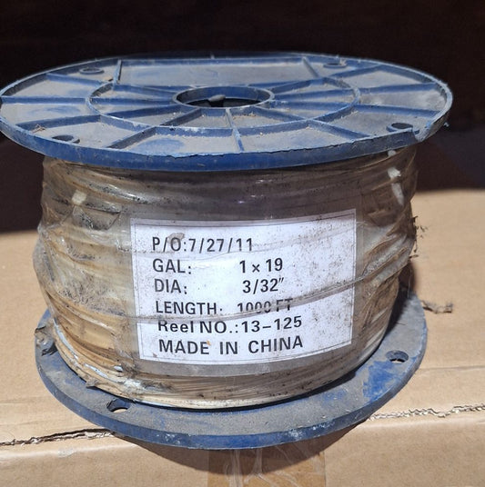 1x19 3/32 in. 1000ft. Wire Rope Steel Cable