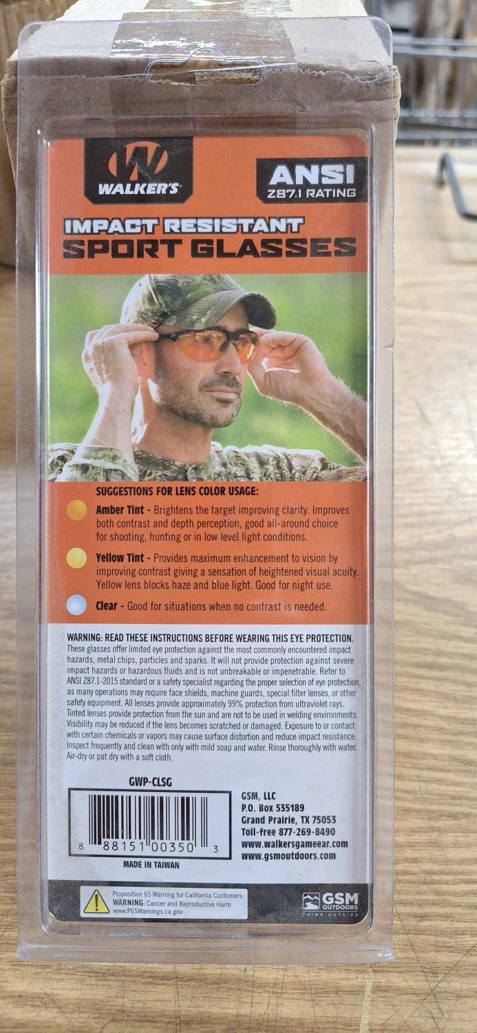 Walker's "Impact Resistant Sport Glasses" - Clear Lens