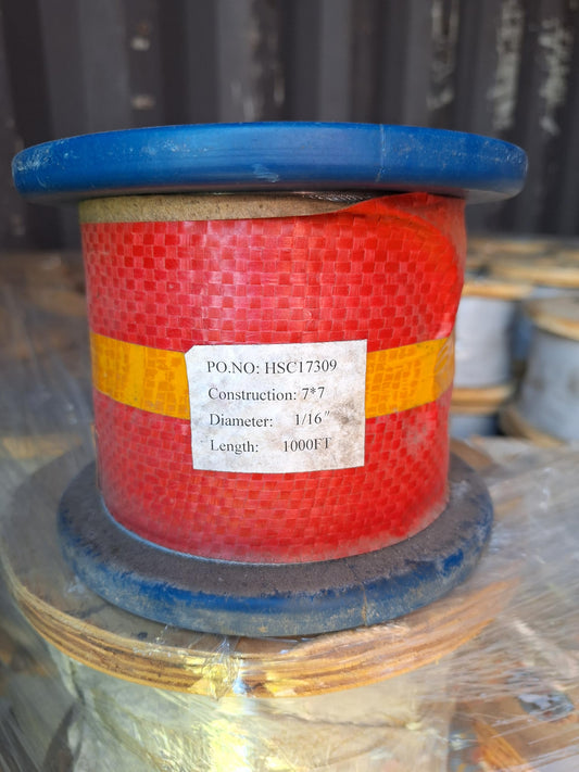 7x7 1/16 in. 1000 ft.  Wire Rope Steel Cable