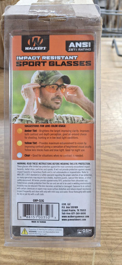 Walker's "Impact Resistant Sport Glasses" - Clear Lens